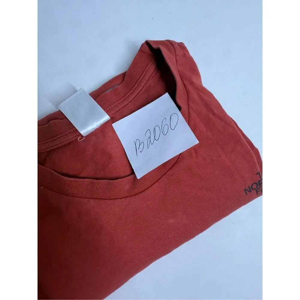 North Face Shirt Mens Red Crewneck Short Sleeve Casual Cotton Sz M See Notes